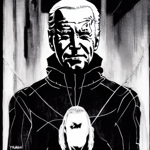 Image similar to Joe Biden looking sinister, by Tsutomu Nihei, highly detailed