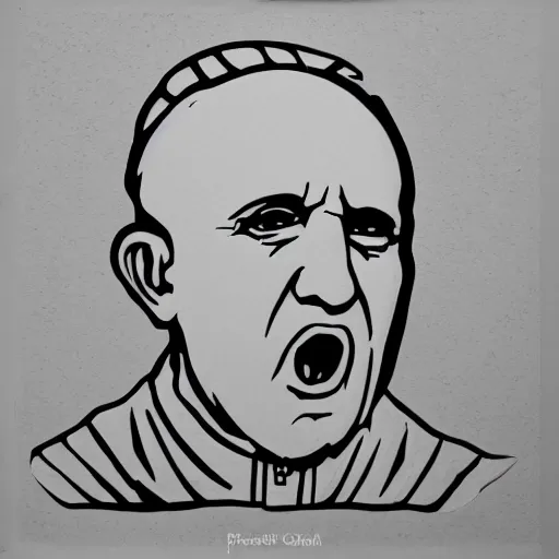 Prompt: individual screaming pope innocent x silk screen portrait style