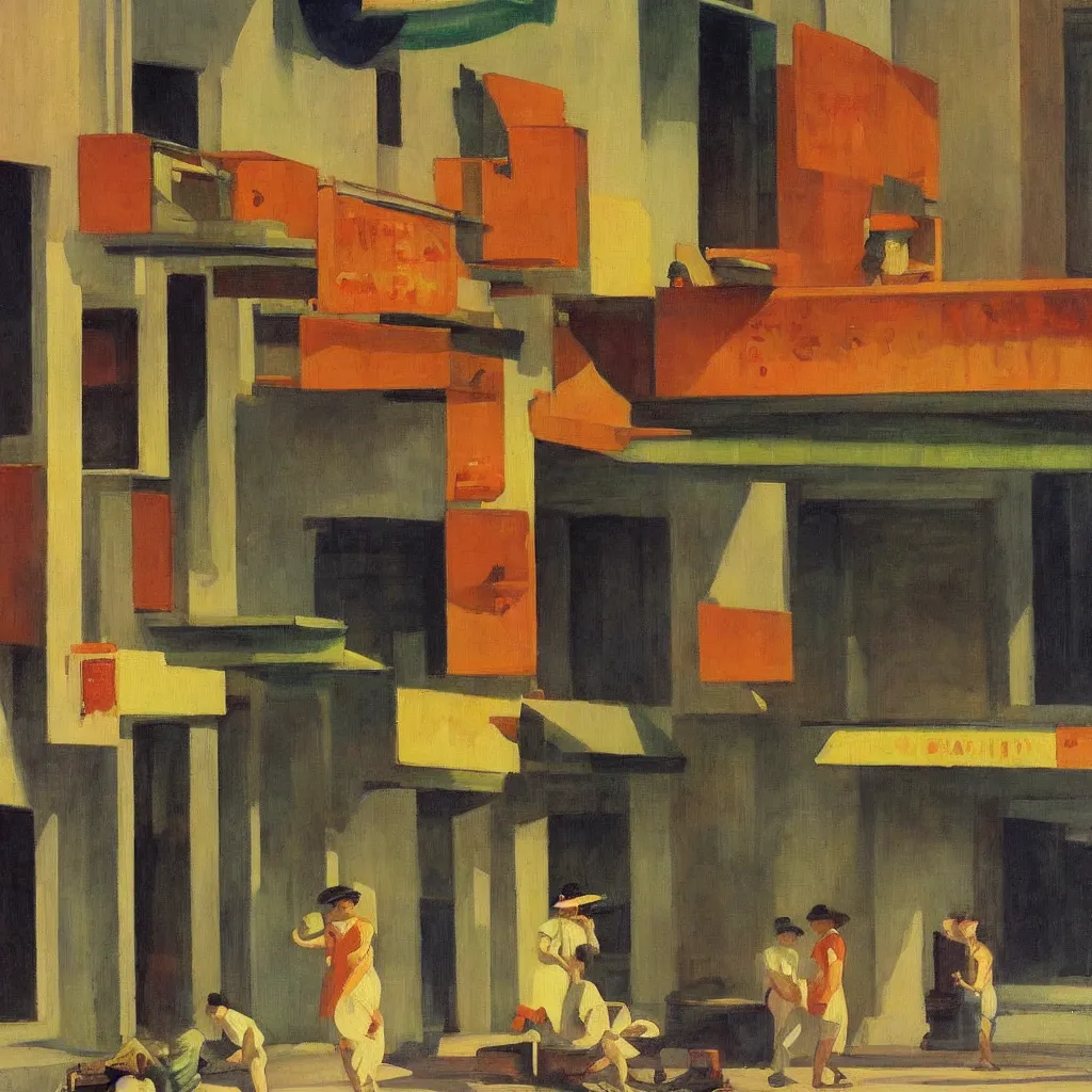 Image similar to singapore - painted by edward hopper