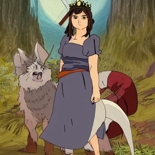 Prompt: jenna coleman as princess mononoke, studio ghibli art