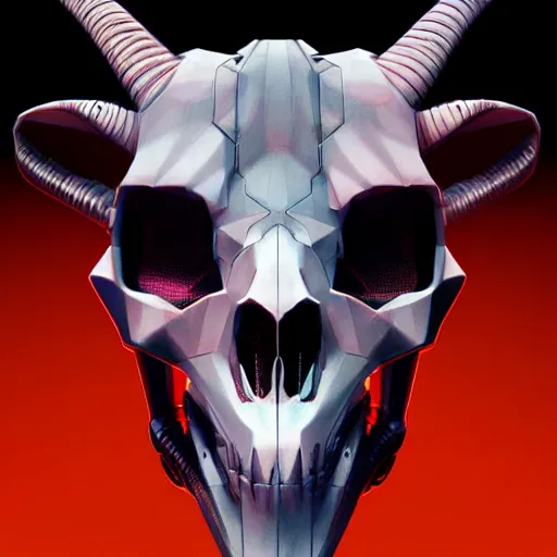 Image similar to a cyberpunk goat skull, by guweiz and wlop and ilya kuvshinov and artgerm and josan gonzalez, digital art