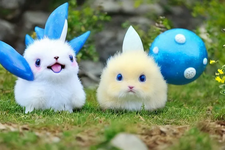 Image similar to real life togepi pokemon, cute!!!, heroic!!!, adorable!!!, playful!!!, chubby!!! fluffly!!!, happy!!!, cheeky!!!, mischievous!!!, ultra realistic!!!, spring time, slight overcast weather, golden hour, sharp focus