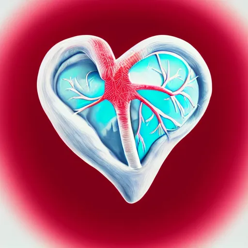 Prompt: a painting of a 3D heart, anatomically realistic heart, the background is white, in the style of Philip Sun on ArtStation and Parag Lavande on ArtStation, 4k,
