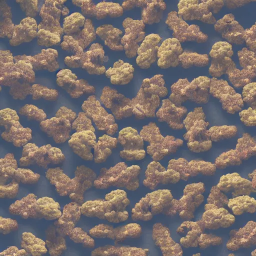 Image similar to An asteroid field made of chicken nuggets. photorealistic, 8k, cinematic