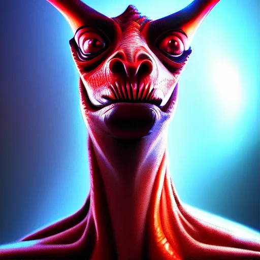 Image similar to jar jar Binks, perfect eyes, full body shot, portrait, vivid colors, elegant, concept art, sharp focus, digital art, Hyper-realistic, 4K, Unreal Engine, Highly Detailed, HD, Dramatic Lighting by Brom, trending on Artstation