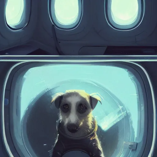 Image similar to little dog inside a hypersleep pod inside a cyberpunk spaceship, very realistic, greg rutkowski, caspar david friedrich, smooth, illustration, elegant, artstation, digital painting