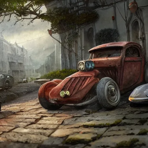 Prompt: cars made out of fruits, a detailed matte painting by anton pieck, deviantart contest winner, fantasy art, concept art, official art, matte drawing but afp cnn news photography and 3 d photoreal octane render unreal 5 ultra settings