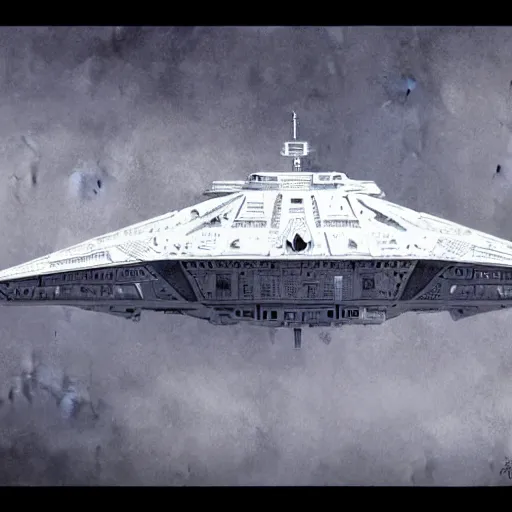 Image similar to design only, white background, symmetry, imperial star destroyer, by jean - baptiste monge