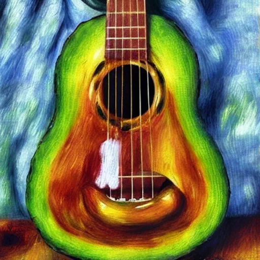 Image similar to avocado ukulele painted by renoir