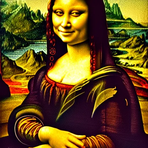 Image similar to A portrait of Shrek!!!! in the style of the Mona Lisa, by Leonardo Da Vinci, chiaroscuro, museum catalog photography,