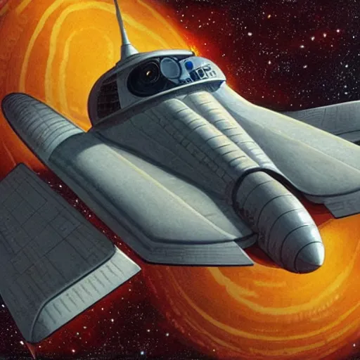 Image similar to space ship, nasa - punk style, concept art by ralph mcquarrie