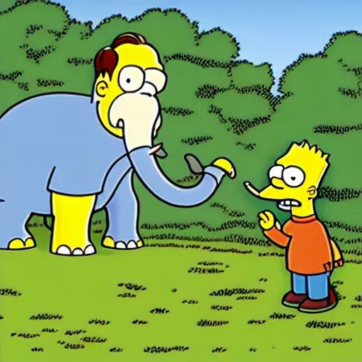 Image similar to elephant in the bush, simpsons style