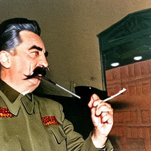 Image similar to stalin smoking french fries