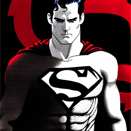 Image similar to Matt Bomer as Superman, by Tsutomu Nihei, highly detailed