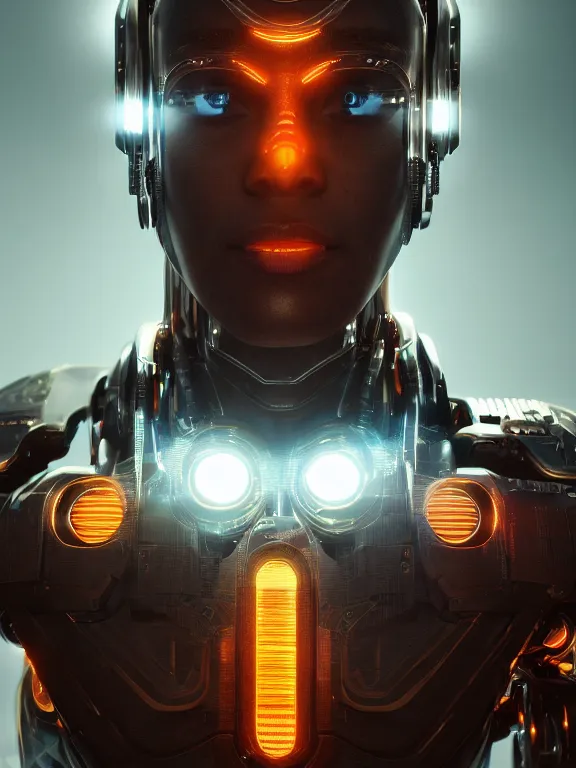 Prompt: portrait art of cyborg 8k ultra realistic , lens flare, atmosphere, glow, detailed,intricate, full of colour, cinematic lighting, trending on artstation, 4k, hyperrealistic, focused, extreme details,unreal engine 5, cinematic, masterpiece