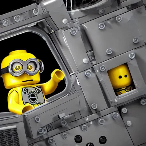 Image similar to lego minion astronaut in the spaceship by goro fujita, realism, sharp details, cinematic, highly detailed, digital, 3 d, yellow colors