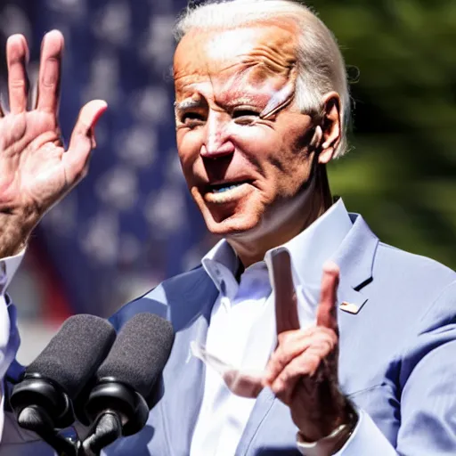 Image similar to joe biden making a gang sign