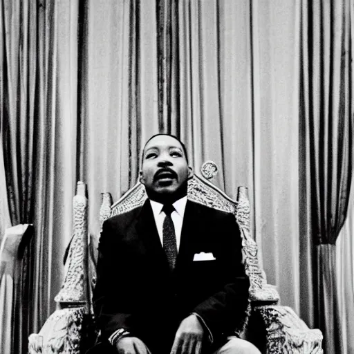 Prompt: Martin luther king sitting on a kings throne