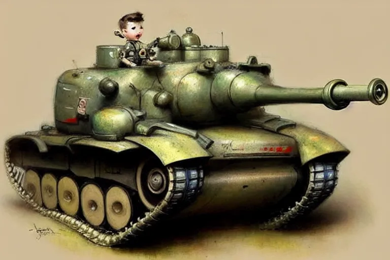Prompt: (((((1950s boy and his pet robot toy retro army tank . muted colors.))))) by Jean-Baptiste Monge !!!!!!!!!!!!!!!!!!!!!!!!!!!