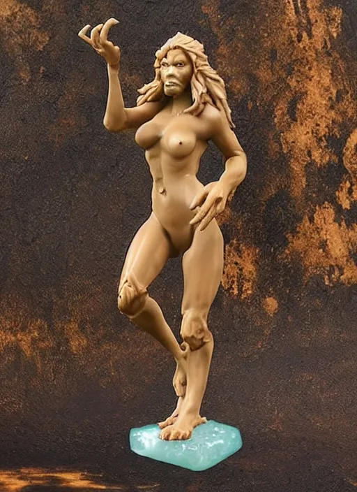 Prompt: Image on the store website, eBay, Wonderfully detailed 80mm Resin figure of a female werewolf.