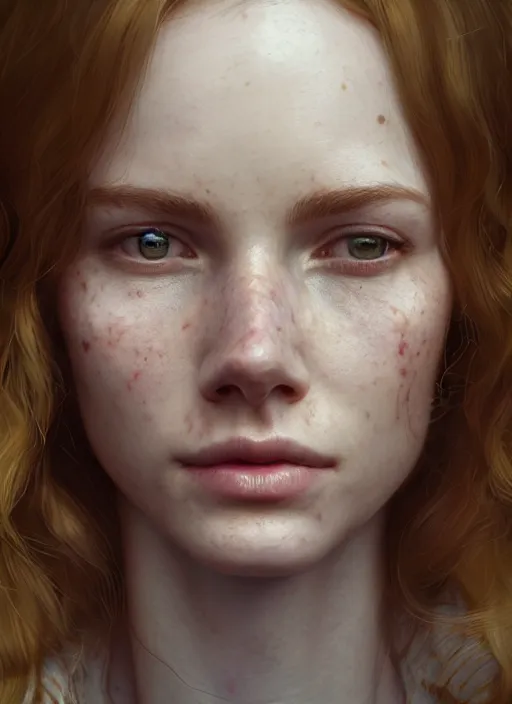 Prompt: Erin Moriarty, au naturel, hyper detailed, digital art, trending in artstation, cinematic lighting, studio quality, smooth render, unreal engine 5 rendered, octane rendered, art style by klimt and nixeu and ian sprigger and wlop and krenz cushart