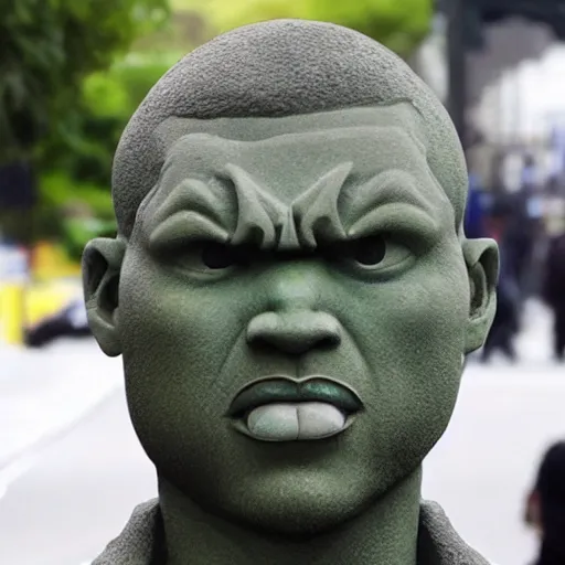 Prompt: angry stone statue of chris brown