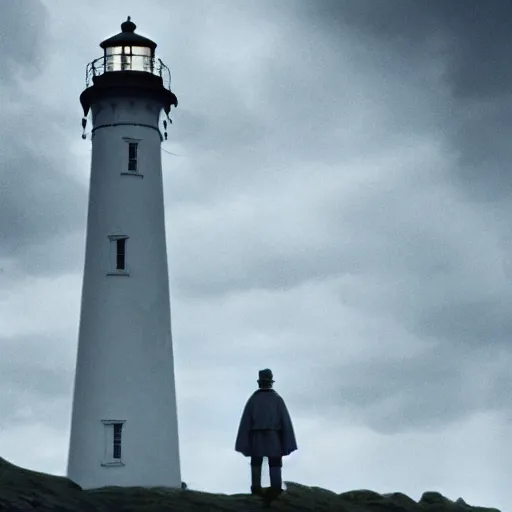 Image similar to the lighthouse directed by robert eggers, painted by hayao miyazaki,