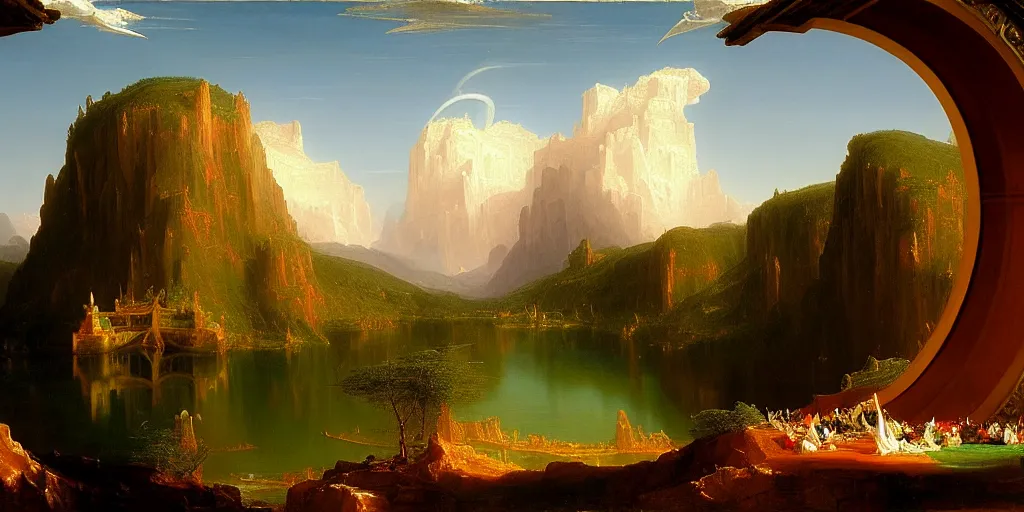 Prompt: an intricate time machine painted by thomas cole