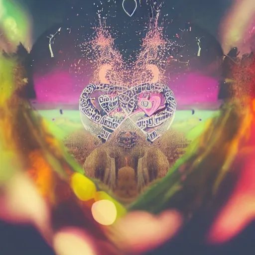 Image similar to double exposure of love, symbols of live, explosion, love is the most relevant theme, love is infinity, love is begin of all, 8 k resolution, artistic mode, artistic, trending on instagram, long exposure, love art, serious, fantasy and dreams vibes, mushrooms style and macro style