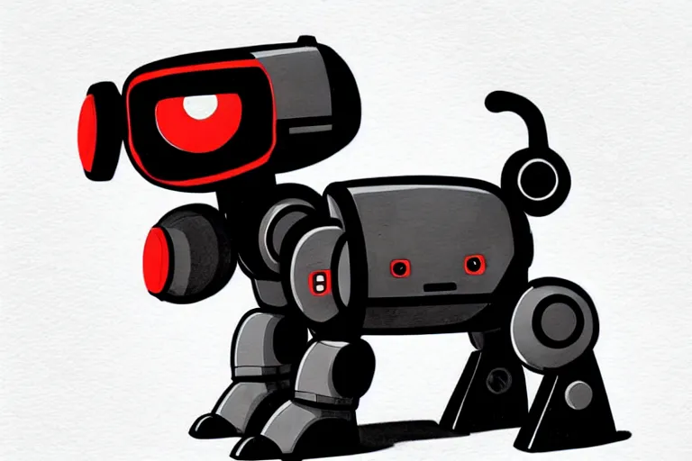 Image similar to a ( ( ( ( ( ( ( cute robot puppy cyborg ) ) ) ) ) ) ) illustration by aaron miller!!!!!!!!!!!!!!!