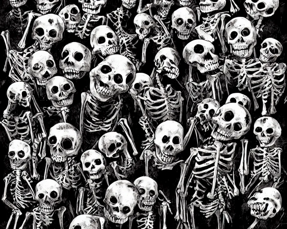 Image similar to a horror movie poster about a skeleton invasion