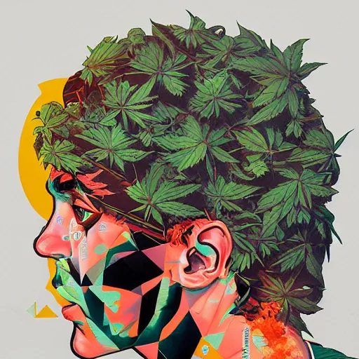 Image similar to profile picture by sachin teng x ofwgkta, weed, marijuana, organic painting, hard edges, masterpiece, smoke, asymmetrical, matte paint, energetic