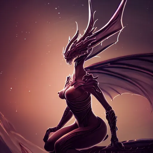 Image similar to highly detailed exquisite fanart, of a beautiful female warframe, but as an anthropomorphic dragon, elegant cinematic pose, sitting on top of a cryopod, epic cinematic shot, sharp clawed perfectly designed hands, professional digital art, high end digital art, fantasy, sci fi, DeviantArt, artstation, Furaffinity, 8k HD render