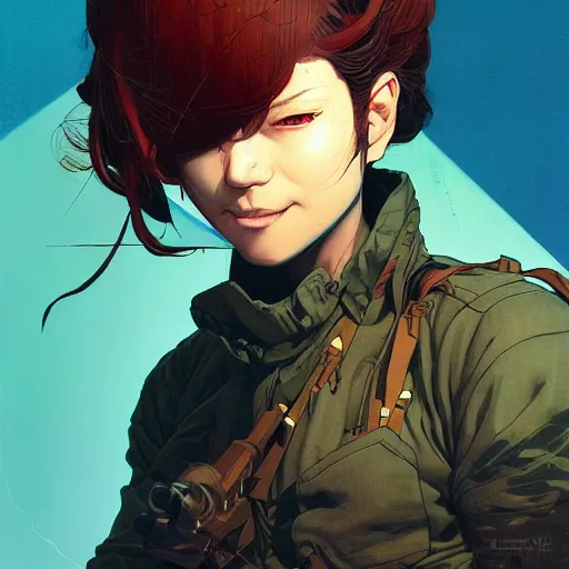 Image similar to prompt : stealthy rogue adventure character portrait soft light painted by james jean and katsuhiro otomo and erik jones, inspired by akira anime, smooth face feature, intricate oil painting, high detail illustration, sharp high detail, manga and anime 1 9 9 9