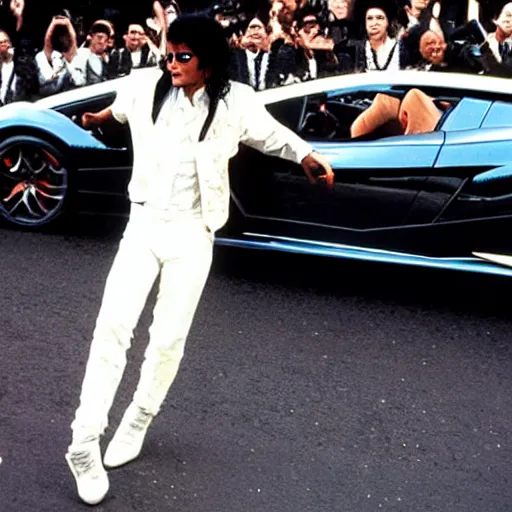 Prompt: michael jackson in lamborghini