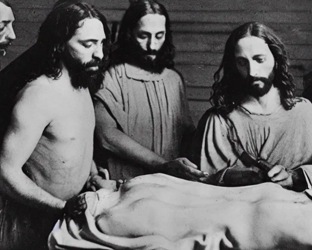 Prompt: color photo of the autopsy of jesus christ