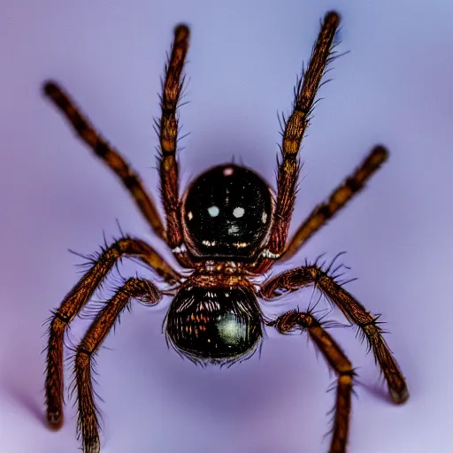 Image similar to macro lens photo of a spider, dynamic lighting, photorealistic, ultra detailed, stunning visuals, blur, studio photo, studio quality lighting, 8 k