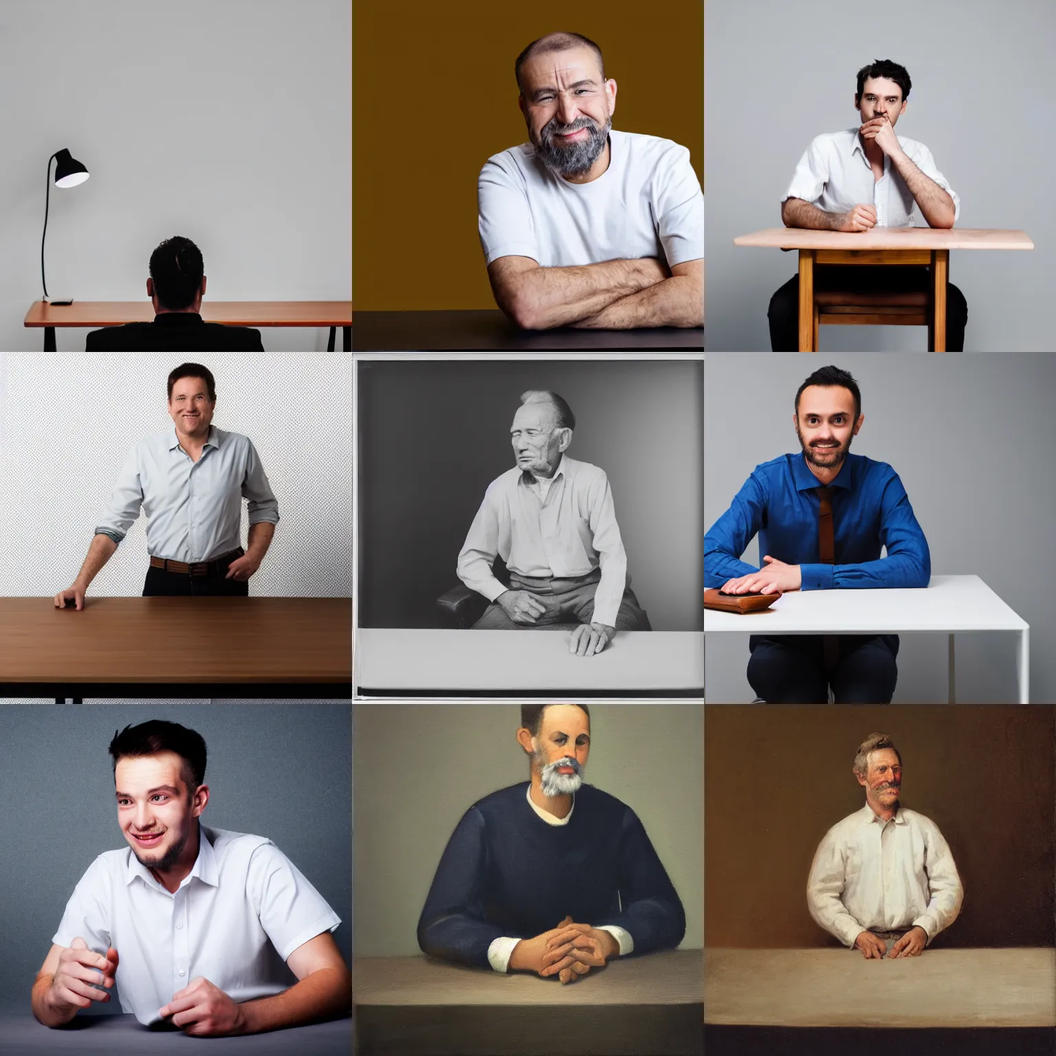 Prompt: A man on the table, white background