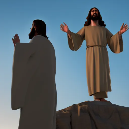 Image similar to Jesus Christ as the president, dynamic lighting, +++ dynamic pose, high resolution, 8k