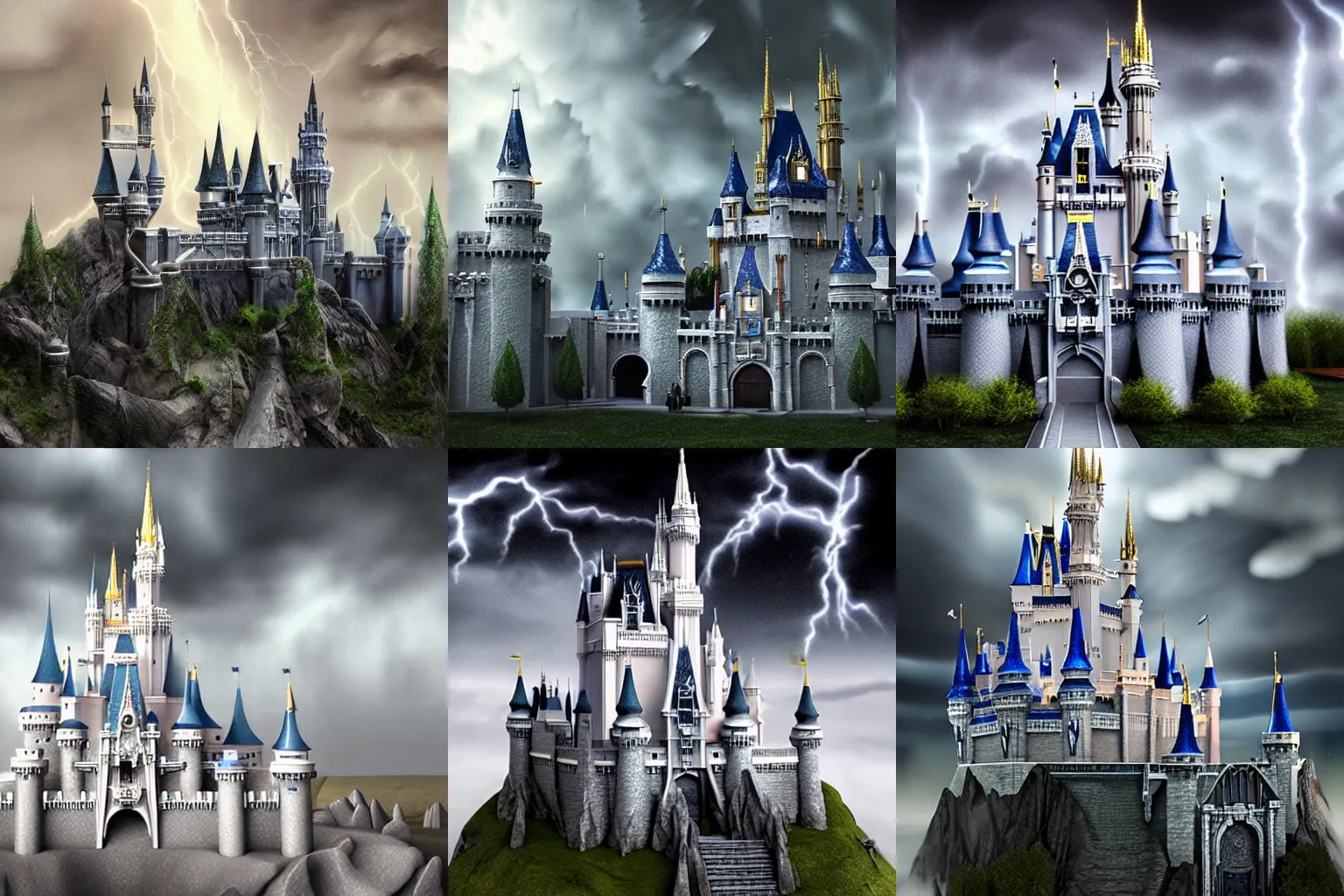 Prompt: A extremely highly detailed majestic hi-res beautiful, highly detailed mysterious pure all white brick immaculate disney hogwarts castle in black scary storm clouds high detail,ethereal, dramatic lightning, rim light, hyperrealistic, photorealistic, octante render, elegant, cinematic, high textures, hyper sharp, 8k, insanely detailed and intricate, graphic design, cinematic atmosphere, hypermaximalist, hyper realistic, super detailed, 4k HDR hyper realistic high quality