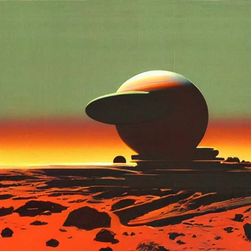 Prompt: alien planet in space by syd mead