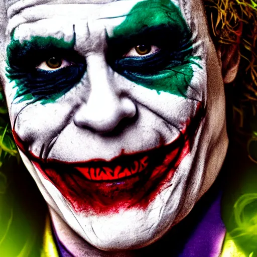 Image similar to heath ledger\'s joker, joke, very joker, the joker, the dark knight joker, very very joker, batman joker, realistic, photorealistic, high-resolution, 4k, 8k, sigma art 85mm f1.4, high contrast, large sensor dslr, professional photo, the joker, joker