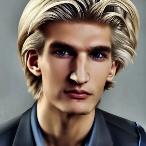 Image similar to really handsome gigachad xqc, beauty magazine photograph