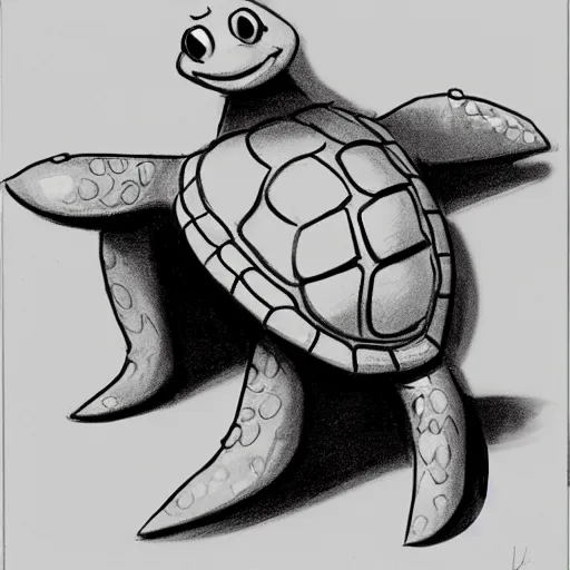 Image similar to milt kahl sketch of a cartoon turtle