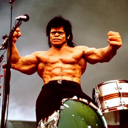 Image similar to hulk performing at woodstock