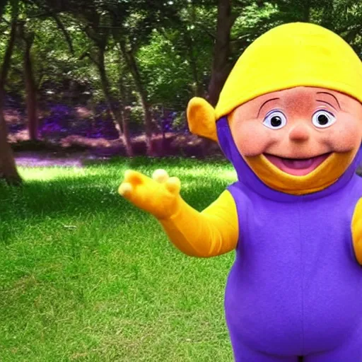 Prompt: Alex Jones Teletubbie