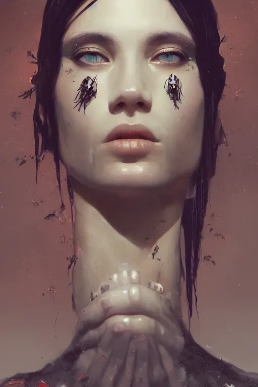 Prompt: a fancy portrait of half bug women by greg rutkowski, sung choi, mitchell mohrhauser, maciej kuciara, johnson ting, maxim verehin, peter konig, 8 k photorealistic, cinematic lighting, hd, high details, dramatic, atmosphereric, trending on artstation