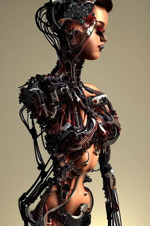 Prompt: gorgeous biomechanical cyborg women by dang my linh, wires, microchip, beautiful, sexy