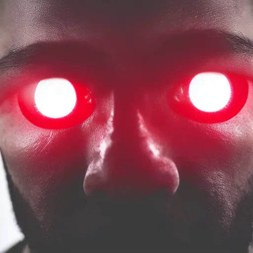 Image similar to a man with red glowing eyes