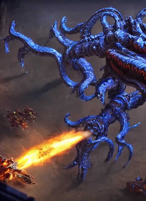 Image similar to starcraft 2 hydralisk attacking a tank, cinematic, stunning, highly detailed, hard focus